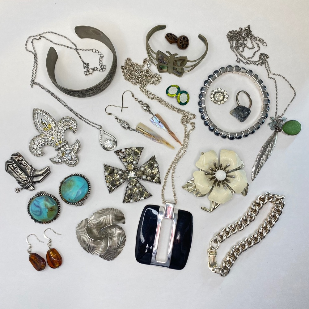 Vintage Costume Jewelry Lot Craft Enamel Flower Rhinestone Brooch Sarah Coventry